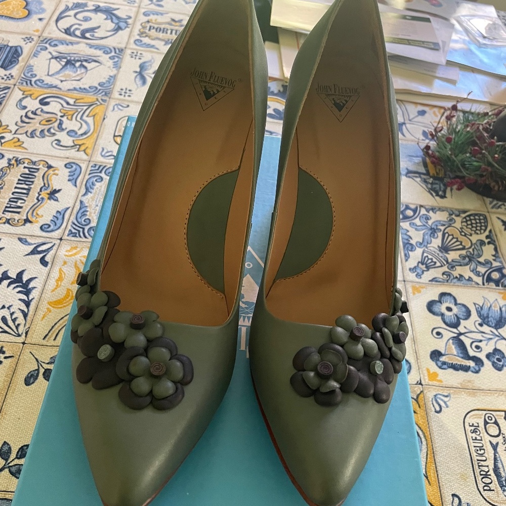 John Fluevog Teal Pumps